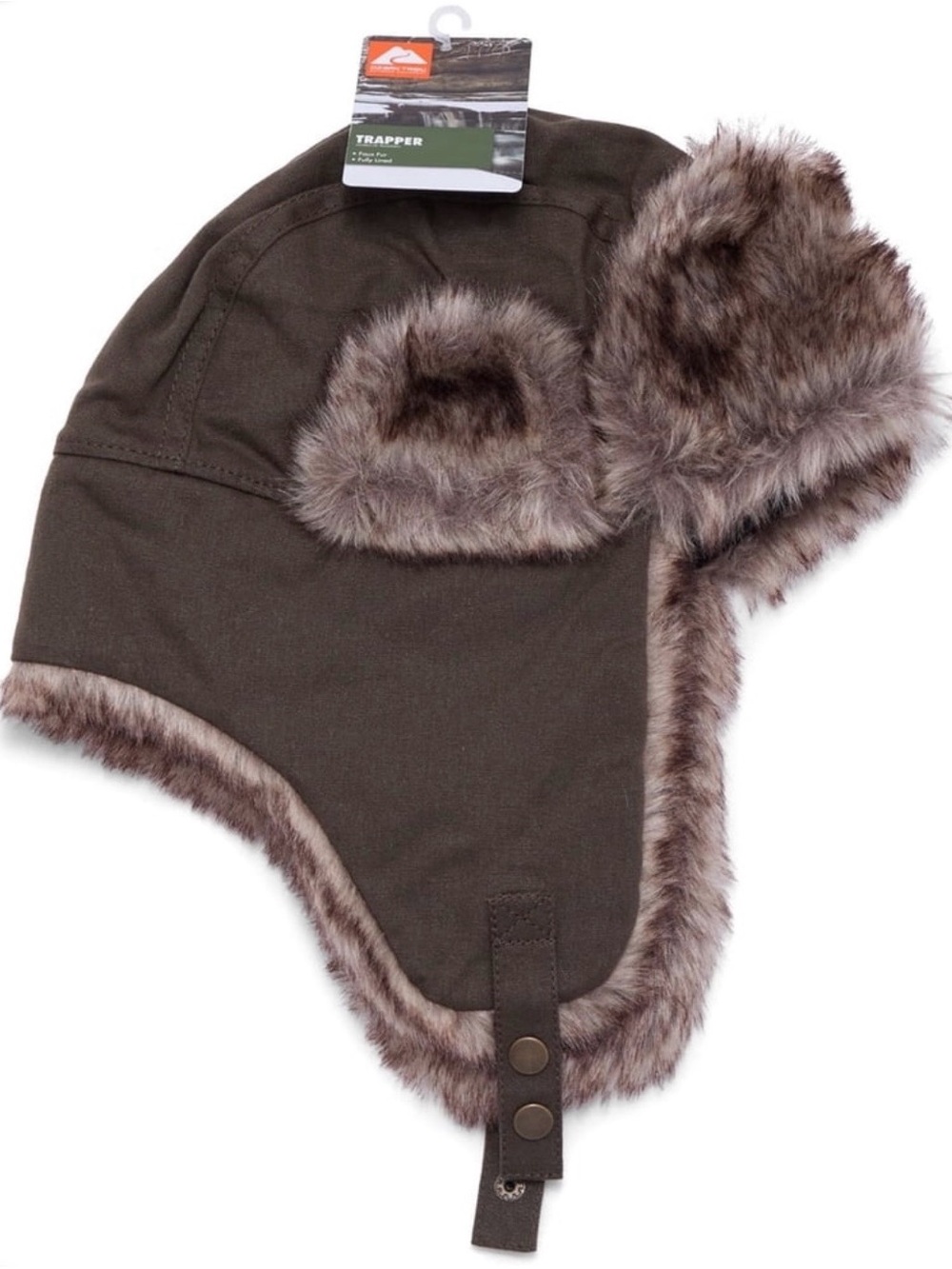 BRAND NEW Trapper Hat with Faux Fur - Brown